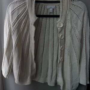 Charter Club Ivory Button-Up Cardigan